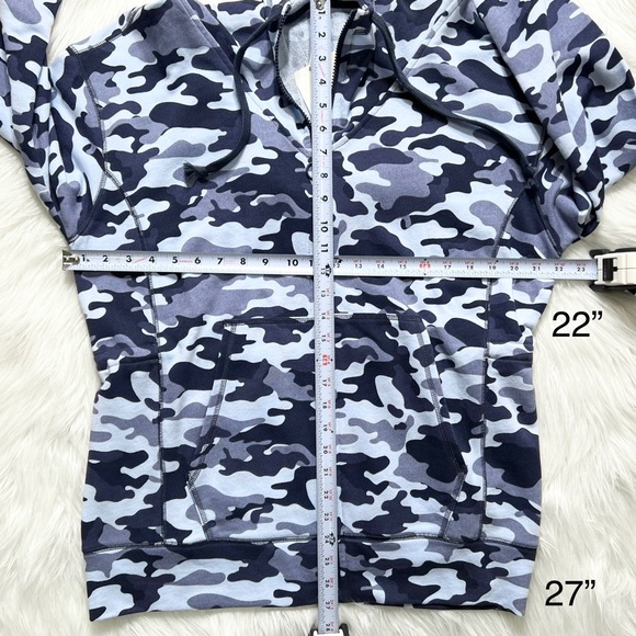 SOLD-NWT Fabletics Navy Blue Camo Zip Up Hoodie Sweatshirt - Picture 12 of 12